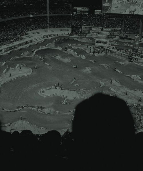 Crowd in a supercross stadium
