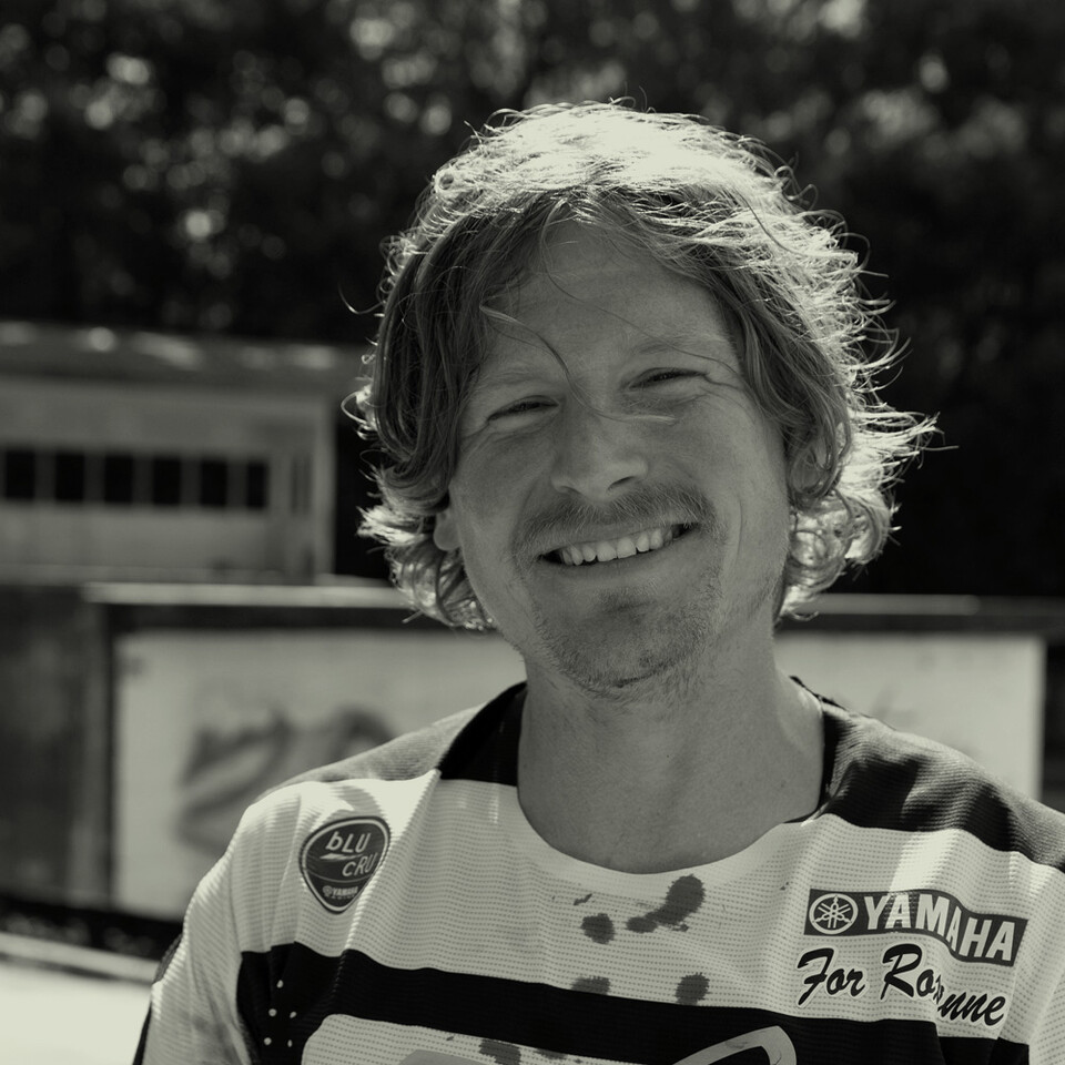 Black and White Portrait of Fox Racing Rider Josh Hill