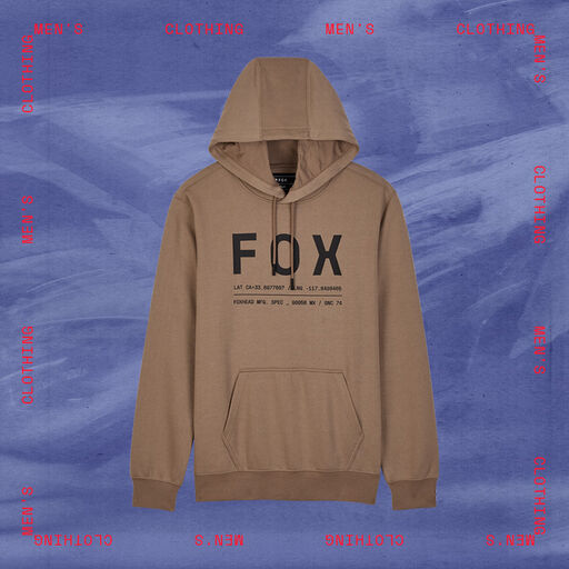 Fox hoodie with stylized text calling out men's clothing
