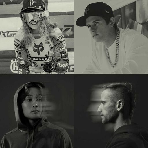 Quatre athl&egrave;tes en noir et blanc.