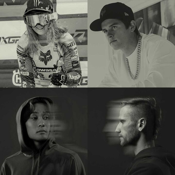 Quatre athl&egrave;tes en noir et blanc.