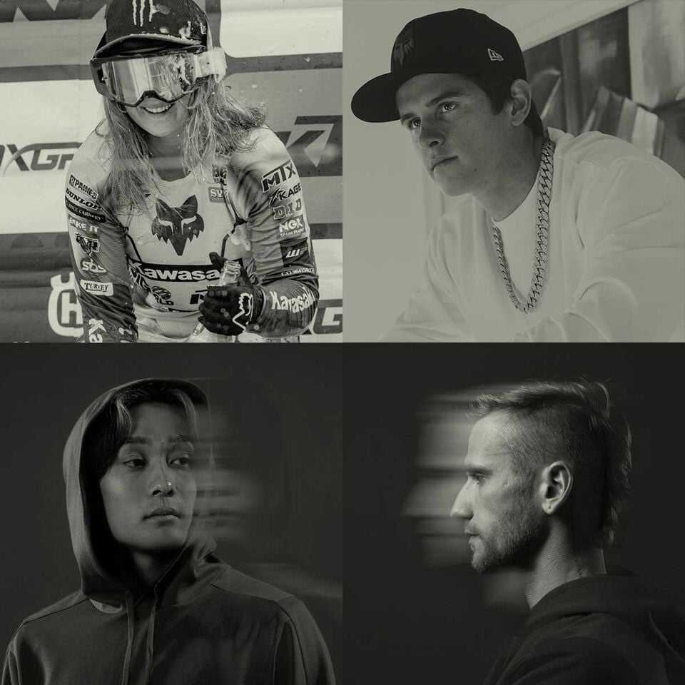 Quatre athl&egrave;tes en noir et blanc.