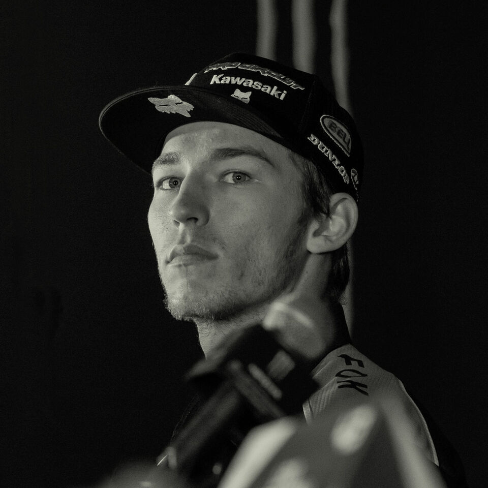 Black and white photo of Austin Forkner