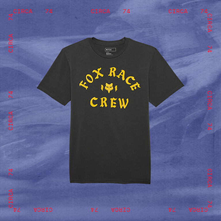 fox tee with stylized text calling out circa 74 collection