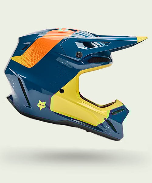Blue, orange and yellow V3 Moto Helmet