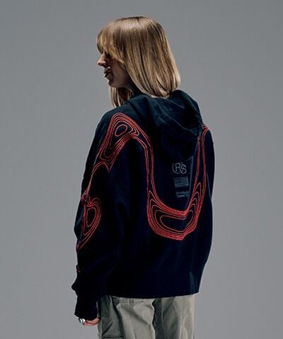 Image of model wearing Fox hoodie