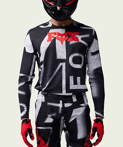 gif of three different moto gear sets on green background