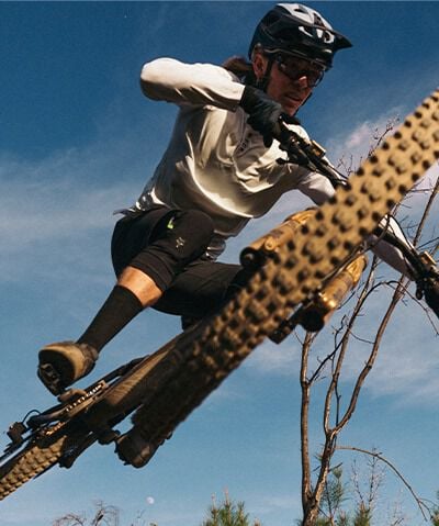 Close up of person on MTB bike