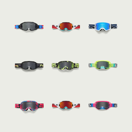 Grid of mtb goggles