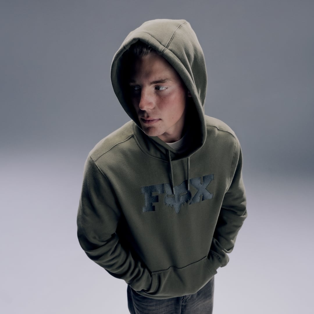 Guy modeling Fox Hoodie